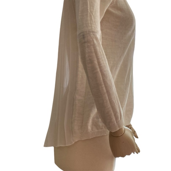 SANDRO | Hybrid Style Cream/WT Crew Neck Long Sleeve Pleated Back Sweater Sz 1/S - Picture 4 of 12